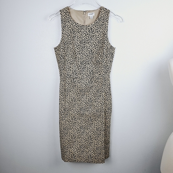 J. Crew Animal Print Sleeveless Sheath Dress, size 0 - Picture 1 of 14